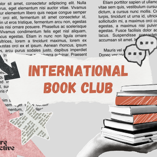 International Book Club written on gray background with text and Culture Collective's logo at the corner