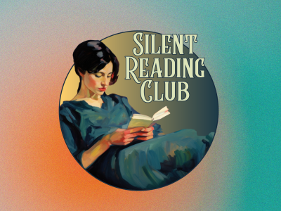 Silent Reading Party logo, kvinde der læser 