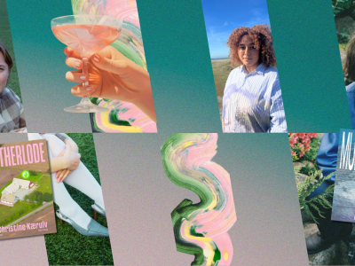 Billede af vores debutanter på farvede baggrund med deres bøger