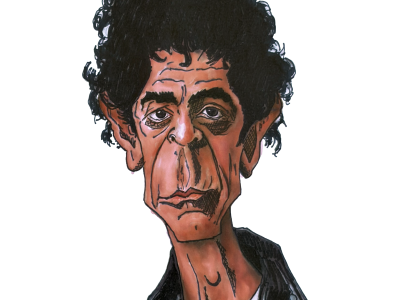 Portrættegning af Lou Reed