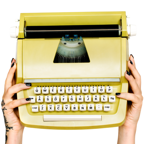 Gul retro-skrivemaskine