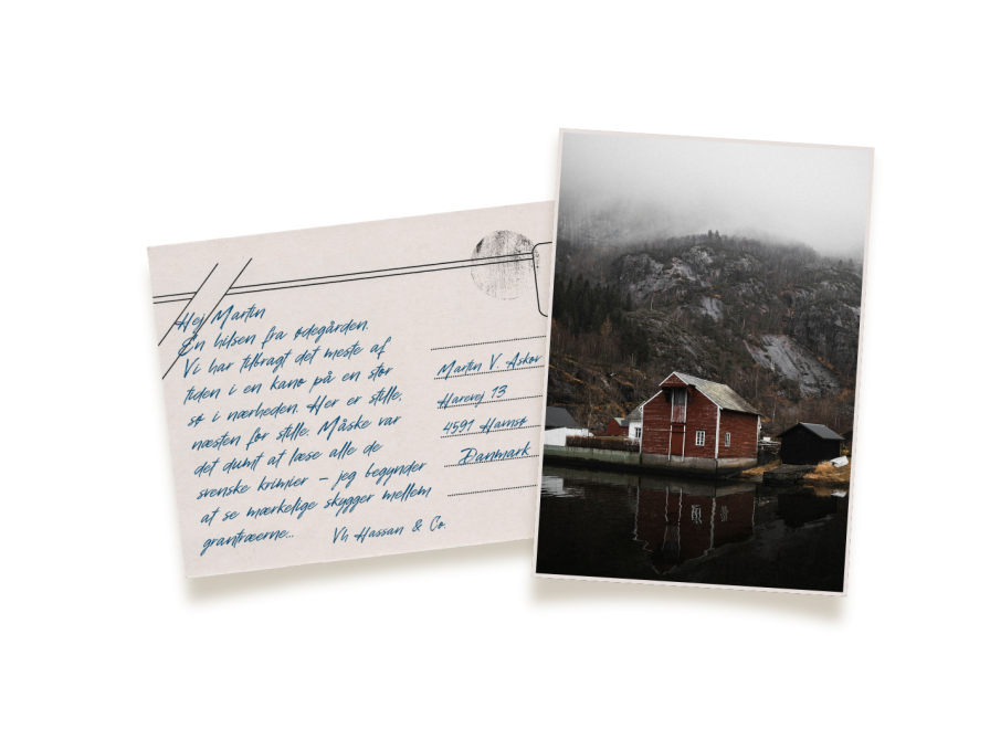 Postkort fra Sverige med titlen Nordiske Krimier