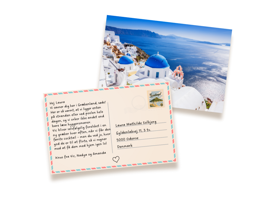 Postkort fra Grækenland med titlen Strandlæsning